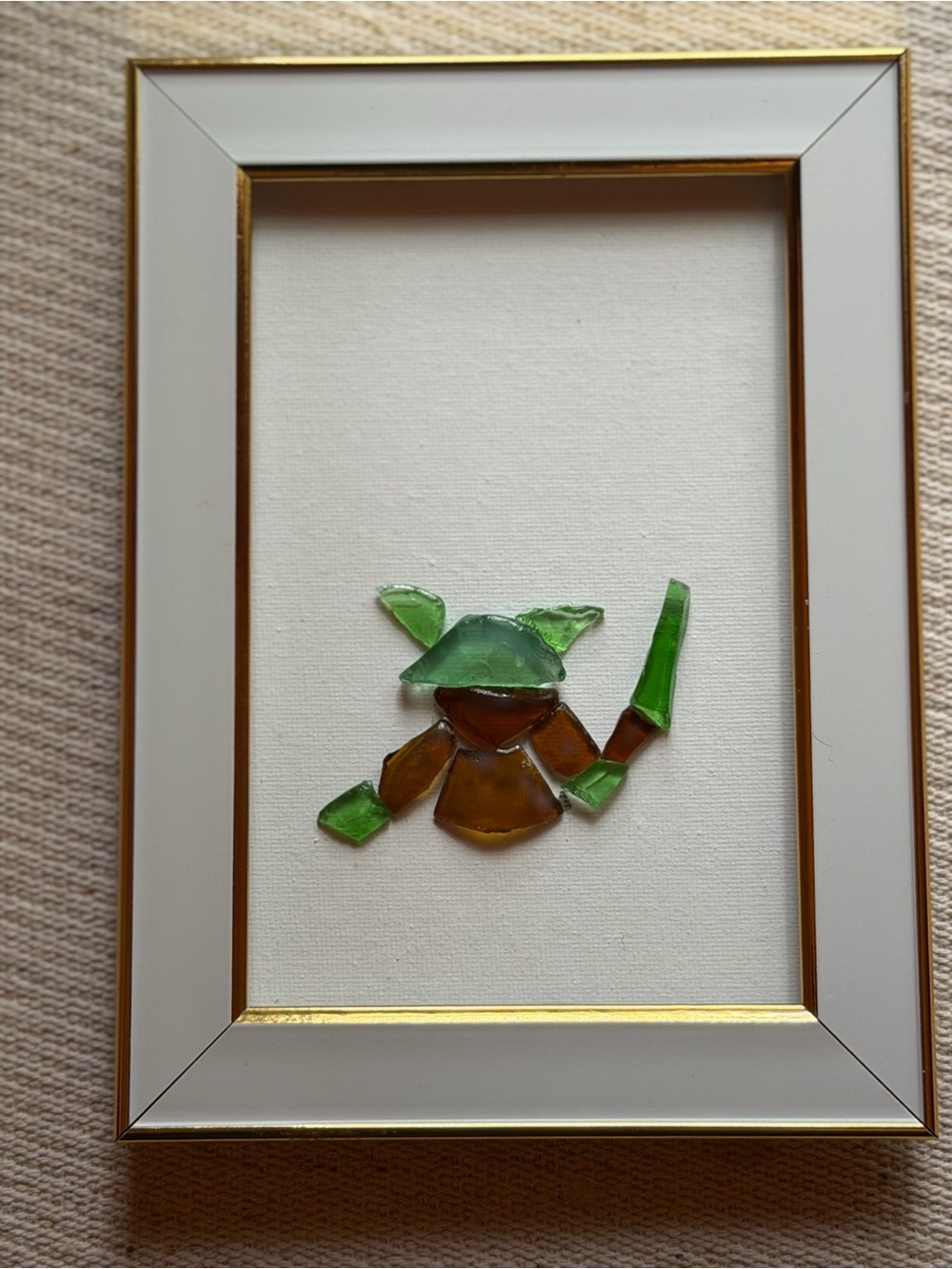 Star Wars Baby Yoda Handmade and Framed Sea Glass Art
